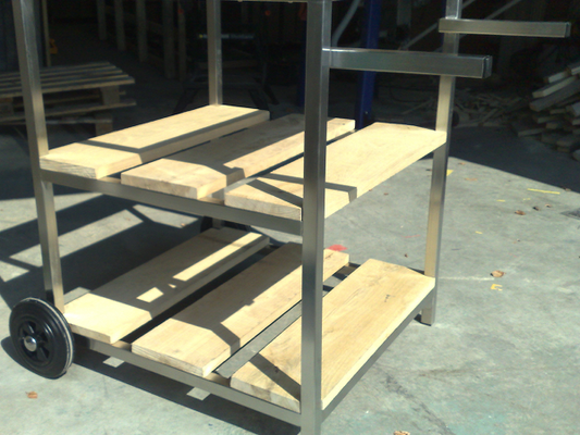 Con Stilo eiken rvs pizzajolly buitenkeuken met wielen Con Stilo eiken rvs pizzajolly buitenkeuken met wielen